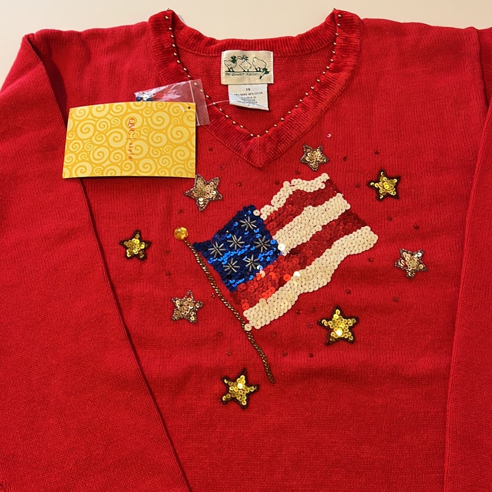 Quacker Factory Patriotic Sequined Sweater